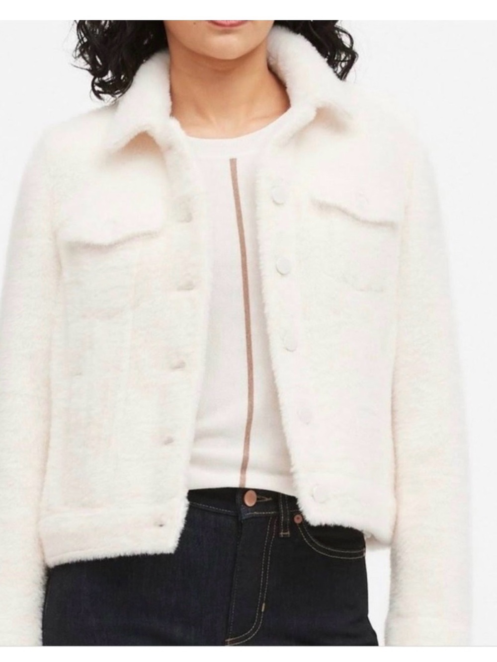 Banana Republic Cream Cropped Teddy Jacket